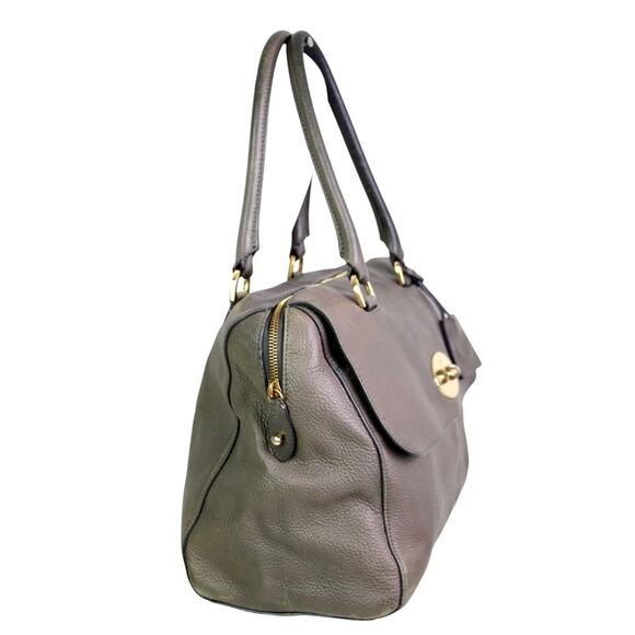 ROOMY Mulberry MUSHROOM GRAY GENUINE LEATHER ZIP TOP SHOULDER BAG HANDBAG PURSE - Picture 2 of 16